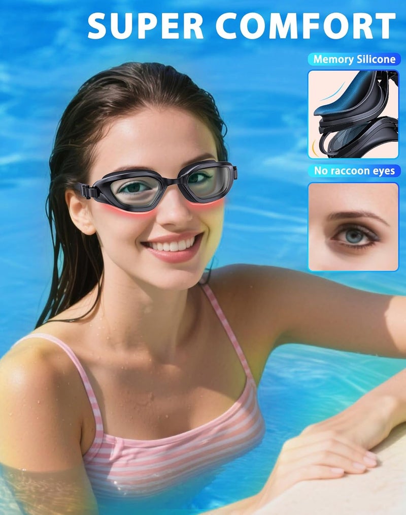 Vegemono Swim Goggles, Unisex Adult Swimming Goggles Anti Fog Anti UV No Leakage Wide View for Men Women Youth - Image 4